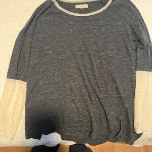 Madewell linen long sleeve color block t shirt
